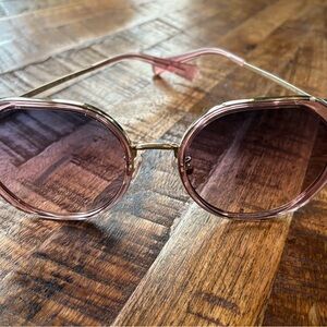 Coach Pink Round Frame Sunglasses with Gold Accents